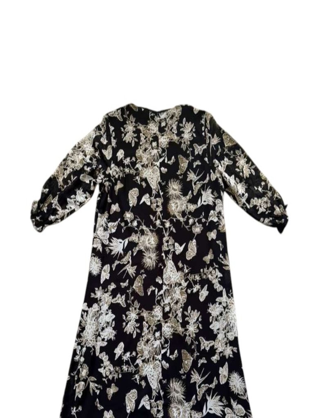 Nametshe Womens Plus Size 18 Black Floral Botanical Long Sleeve Dress - Picture 2 of 8
